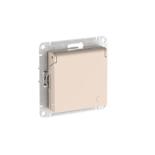 Розетка AtlasDesign 16А IP20 с заземл. защ. шторки с крышкой быстрозажим. клем. механизм беж. SE ATN