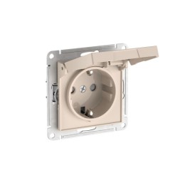 Розетка AtlasDesign 16А IP20 с заземл. защ. шторки с крышкой быстрозажим. клем. механизм беж. SE ATN