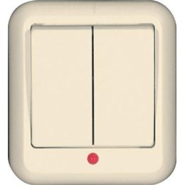 Выключатель 2-кл. ОП Прима 10А IP20 250В 6AX с индикацией с монтаж. пластиной сл. кость (розн. упак.