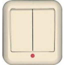 Выключатель 2-кл. ОП Прима 10А IP20 250В 6AX с индикацией с монтаж. пластиной сл. кость (розн. упак.