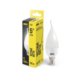 Лампа светодиодная Eco CB35 5Вт свеча на ветру 3000К тепл. бел. E14 450лм 230-240В IEK LLE-CB35-5-23