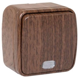 Выключатель 1-кл. 2п ОП Минск 10А IP20 с индикатором темн. дерево EKF EGV10-121-40