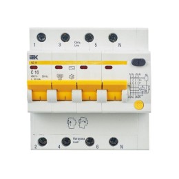 Выключатель автоматический дифференциального тока 4п C 16А 30мА тип AC 4.5кА АД-14 KARAT IEK MAD10-4