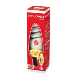 Лампа люминесцентная компакт. SPC 9Вт E14 спиральная 2700К T2 ЭКОНОМКА LKsmT2SPC9wE1427eco
