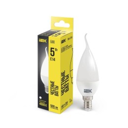 Лампа светодиодная Eco 5Вт CB35 свеча на ветру 4000К нейтр. бел. E14 450лм 230-240В IEK LLE-CB35-5-2
