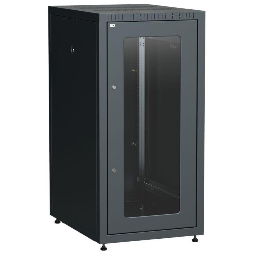 Шкаф сетевой LINEA E 18U 600х800мм стекл. передняя дверь задняя металлическая черн. ITK LE05-18U68-G