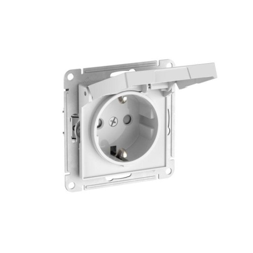 Розетка AtlasDesign 16А IP20 с заземл. защ. шторки с крышкой быстрозажим. клем. механизм бел. SE ATN