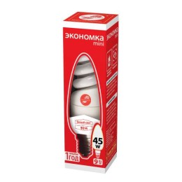 Лампа люминесцентная компакт. SPC 9Вт E14 спиральная 4200К T2 ЭКОНОМКА LKsmT2SPC9wE1442eco