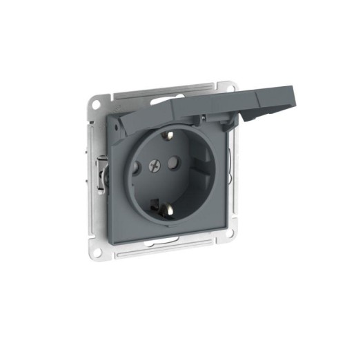Розетка AtlasDesign 16А IP20 с заземл. защ. шторки с крышкой быстрозажим. клем. механизм грифель SE