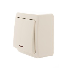 Выключатель 1-кл. 1п ОП Viola 10А IP20 с подсветкой крем. LEZARD 751-0300-111