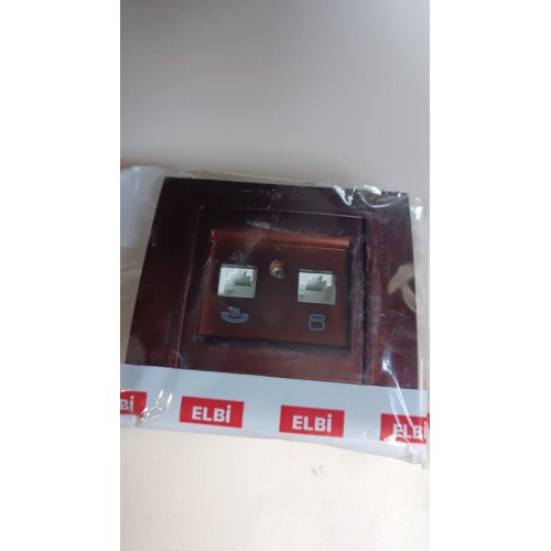 Розетка компьютерная + телефонная 2-м Zena RJ45 кат.6 + RJ11 орех ABB 500-012900-249