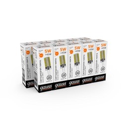 Лампа светодиодная Elementary 5Вт капсульная 3000К тепл. бел. G4 400лм силикон GAUSS 18015