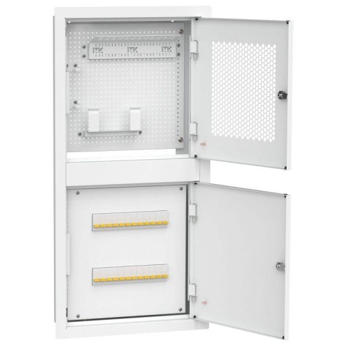 Шкаф встраиваемый двухсек. 3 ком. 400х850мм дверь метал. бел. LINEA R ITK LR16-4H81-M-FR3
