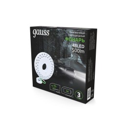 Фонарь кемпинговый GFL 48LED 500лм IP33 элементы питания 3хAA магнит и карабин GAUSS GF004