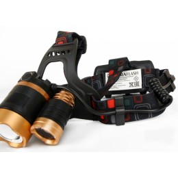 Фонарь аккумуляторный налобный E1333 3LED 4Вт аккум. 3.7В фокус 4 режима метал. зол./черн. Ultraflas