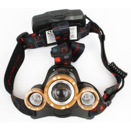 Фонарь аккумуляторный налобный E1333 3LED 4Вт аккум. 3.7В фокус 4 режима метал. зол./черн. Ultraflas