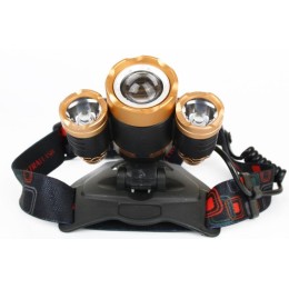 Фонарь аккумуляторный налобный E1333 3LED 4Вт аккум. 3.7В фокус 4 режима метал. зол./черн. Ultraflas