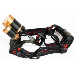 Фонарь аккумуляторный налобный E1333 3LED 4Вт аккум. 3.7В фокус 4 режима метал. зол./черн. Ultraflas