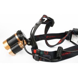 Фонарь аккумуляторный налобный E1333 3LED 4Вт аккум. 3.7В фокус 4 режима метал. зол./черн. Ultraflas