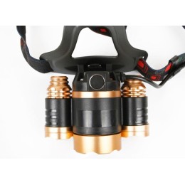 Фонарь аккумуляторный налобный E1333 3LED 4Вт аккум. 3.7В фокус 4 режима метал. зол./черн. Ultraflas