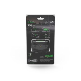 Фонарь налобный аккумуляторный GFL 3Вт 130лм IP44 аккум. Li-ion 600мА.ч GAUSS GF405