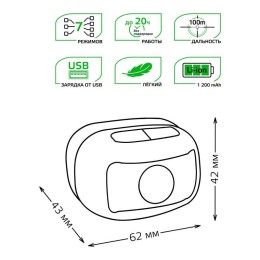 Фонарь налобный аккумуляторный GFL 3Вт 220лм IP64 аккум. Li-ion 1200мА.ч GAUSS GF402