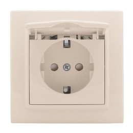 Розетка 1-м СП Минск 16А IP20 с заземл. защ. шторки с крышкой беж. EKF ERR16-029-200