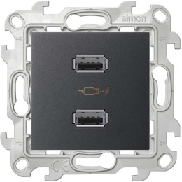 Розетка USB 2-м Simon 24 механизм графит Simon 2411096-038