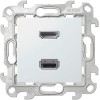 Розетка HDMI + USB 2.0 2-м СП Simon 24 IP20 коннектор механизм бел. Simon 2411095-030