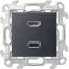 Розетка HDMI + USB 2.0 2-м СП Simon 24 IP20 коннектор механизм графит Simon 2411095-038