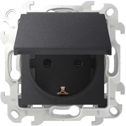 Розетка 1-м СП Simon 24 16А IP44 2P+E Schuko механизм графит Simon 2450448-038