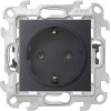 Розетка 1-м СП Simon 24 16А IP20 2P+E Push&Go без защ. шторок механизм графит Simon 2420434-038