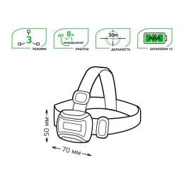 Фонарь налобный GFL 3Вт 180лм IP42 элементы питания 4хAAA GAUSS GF307