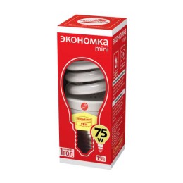 Лампа люминесцентная компакт. SPC 15Вт E14 спиральная 2700К T2 ЭКОНОМКА LKsmT2SPC15wE1427eco