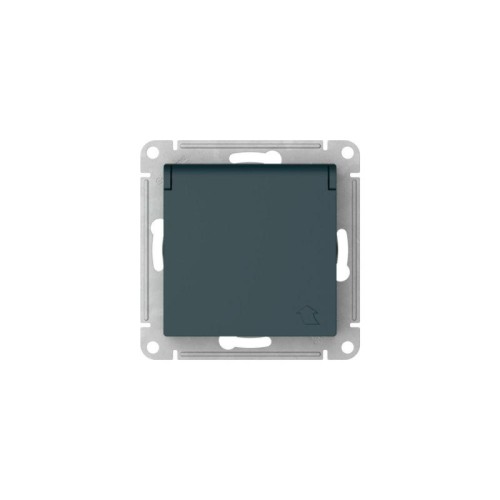Розетка AtlasDesign 16А IP20 с заземл. защ. шторки с крышкой быстрозажим. клем. механизм изумруд SE