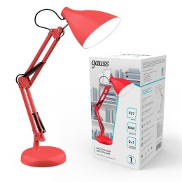 Светильник GTL 60Вт E27 струбцина и основание красн. GAUSS GT0034