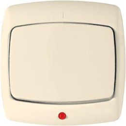 Выключатель 1-кл. СП Рондо 10А IP20 с индикацией сл. кость SchE VS1U-125-SI