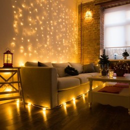 Гирлянда светодиодная "Светодиодный Дождь" 1.5х1.5м 144LED тепл. бел. 12Вт 220-240В IP20 свечение с