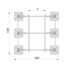 Конструкция опорная для установки оборудования TECHNORAPTOR FOOT 1500х1500 тип 3 KM-TR-F-SSEI-1500-1