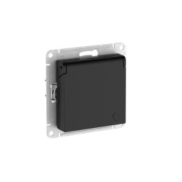 Розетка AtlasDesign 16А IP20 с заземл. защ. шторки с крышкой быстрозажим. клем. механизм карбон SE A