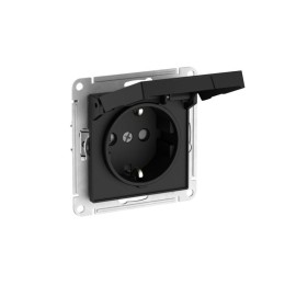 Розетка AtlasDesign 16А IP20 с заземл. защ. шторки с крышкой быстрозажим. клем. механизм карбон SE A