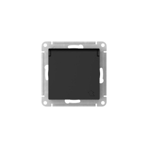 Розетка AtlasDesign 16А IP20 с заземл. защ. шторки с крышкой быстрозажим. клем. механизм карбон SE A