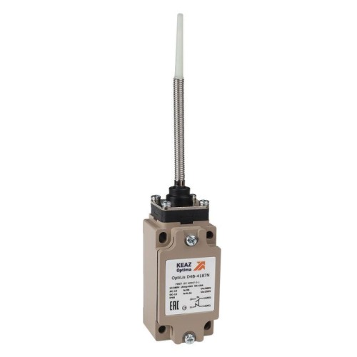 Выключатель концевой OptiLiS D4B-4187N пружина с наконечником пластик. EN 50041 XCKJ107H29 КЭАЗ 3653