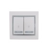Переключатель проходной 2-кл. СП Mira 10А с сер. вставкой бел. LEZARD 701-0215-106