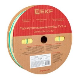 Трубка термоусадочная ТУТ нг 30/15 желт./зел. (уп.50м) EKF tut-30-yg