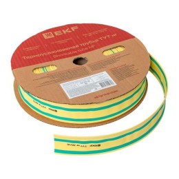 Трубка термоусадочная ТУТ нг 30/15 желт./зел. (уп.50м) EKF tut-30-yg