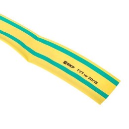 Трубка термоусадочная ТУТ нг 30/15 желт./зел. (уп.50м) EKF tut-30-yg