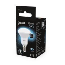 Лампа светодиодная Black 6Вт R50 рефлектор 4100К нейтр. бел. E14 530лм GAUSS 106001206