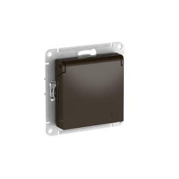 Розетка AtlasDesign 16А IP20 с заземл. защ. шторки с крышкой быстрозажим. клем. механизм мокко SE AT
