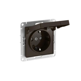 Розетка AtlasDesign 16А IP20 с заземл. защ. шторки с крышкой быстрозажим. клем. механизм мокко SE AT